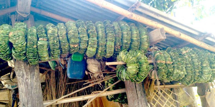 सालका पातबाट बनाईएका दुना टपरी