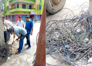 ग्रिनसिटिद्वारा अव्यवस्थित तार हटाउने अभियान जारी