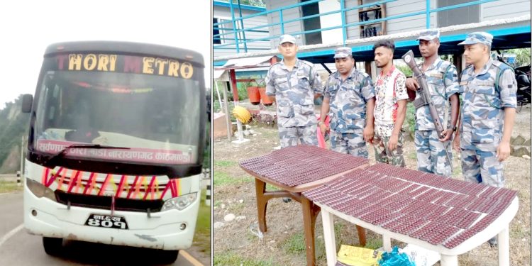 सशस्त्र प्रहरीद्वारा ठूलो मात्रामा लागुऔषध सहित बस पक्राउ