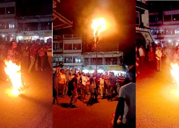 वीरगंजमा ‘प्रचण्ड’ को पुतला दहन