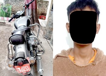 मोटरसाइकल चोर्दै गरेको अवस्थामा कोल्हवीका चौधरी पक्राउ