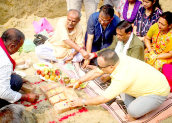 मेयर सिंहद्वारा स्वास्थ्य चाैकीकाे शिलान्यास