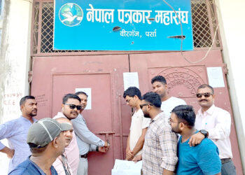 समाजवादी प्रेस संगठनद्वारा पत्रकार महासंघ पर्सा शाखामा तालाबन्दी