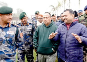 आईजीपी राजु अर्यालद्वारा वीरगंज रक्सौल मितेरी पुल क्षेत्रको सौन्दर्यकरण कार्यको निरीक्षण