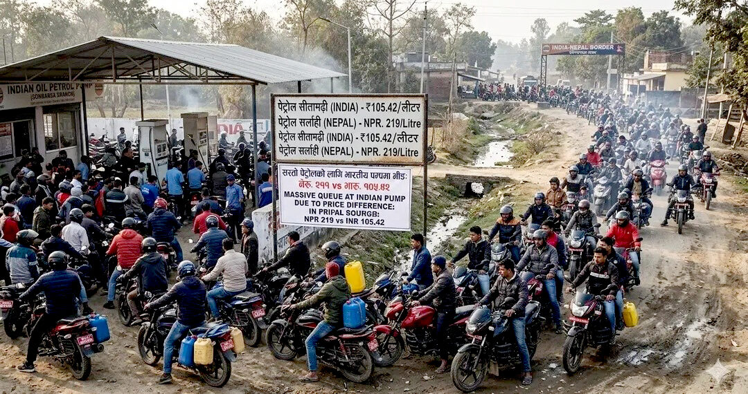 नेपालमा पेट्रोल महँगो, भारततर्फ नेपालीको भीडः इन्धन मूल्य अन्तरले बढायो सीमा बजारमा चाप