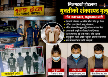 होटलभित्र युवतीको रहस्यमय मृत्युः तीनजना पक्राउ, घाँटीमा दाग भेटिएपछि शंकास्पद, अनुसन्धान तीव्र