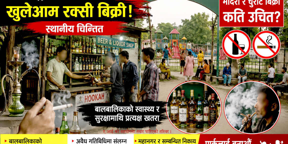 चिल्ड्रेन पार्कमा खुलेयाम रक्सी विक्रीः स्थानीय चिन्तित, बालबालिकालाई समय विताउन असहज