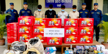 भन्सार छलीका स्याउ र ट्र्याक्टर पार्टपुर्जा बरामद, चारजना पक्राउ