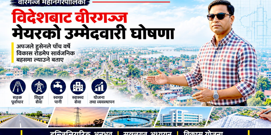 विदेशबाट वीरगंज मेयरको उम्मेदवारी घोषणाः ‘वीरगंजलाई भाषण होइन, परिणाम चाहिएको छ’