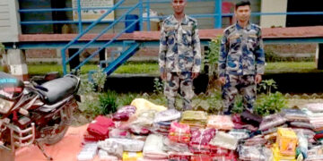 खेखरीबाट भन्सार छलीको सामान बरामद, मोटरसाइकलसहित ६ लाख ४६ हजारको सामग्री नियन्त्रणमा